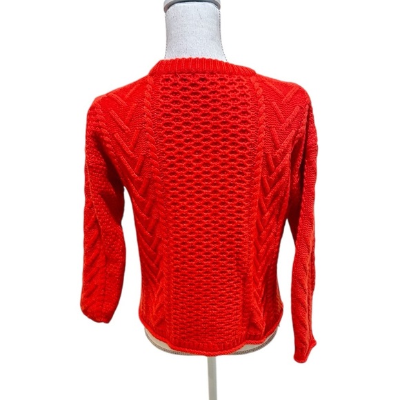 Madewell Red Crew Neck cable knit Sweater ribbed hems oversized fit size xxs - Picture 5 of 12